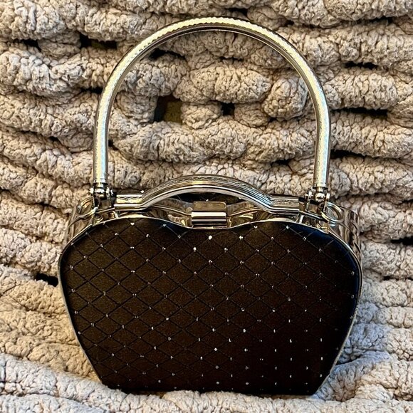 Joy Collection Small Black Hard Shell Evening Clutch Purse - Picture 3 of 16